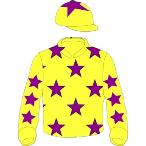 Yellow, purple stars, yellow cap, purple star