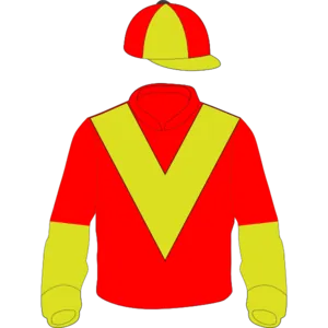 Red, gold chevron, halved sleeves, quartered cap