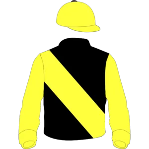Black, yellow sash, sleeves and cap