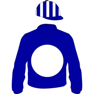 Dark blue, white spot, striped cap